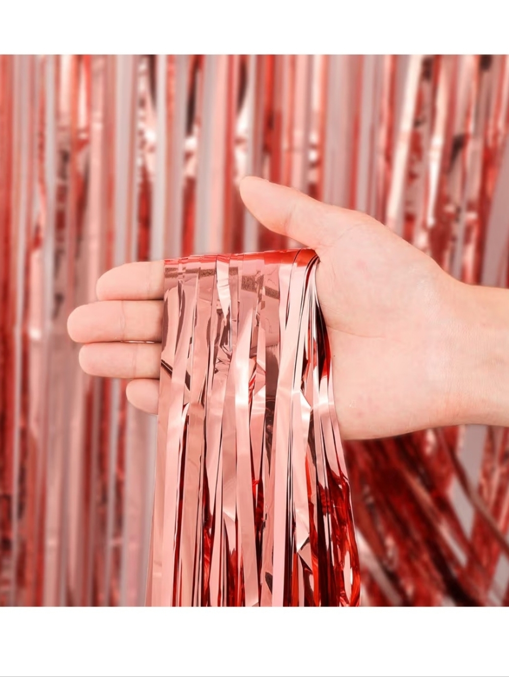 Rose Gold Fringe Curtain Backdrop - Party Streamer 3.5ft X 8.2ft